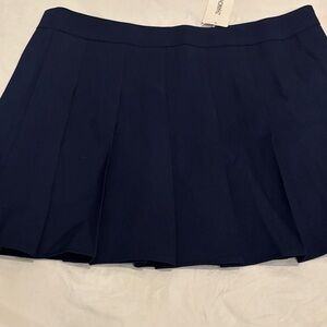 Dark Navy Pleated Mini Skirt.